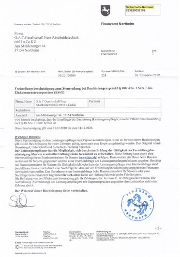 GAT mbH & Co.KG Entsorgungsfachbetrieb und Abscheidetechnik Zertifikate 06